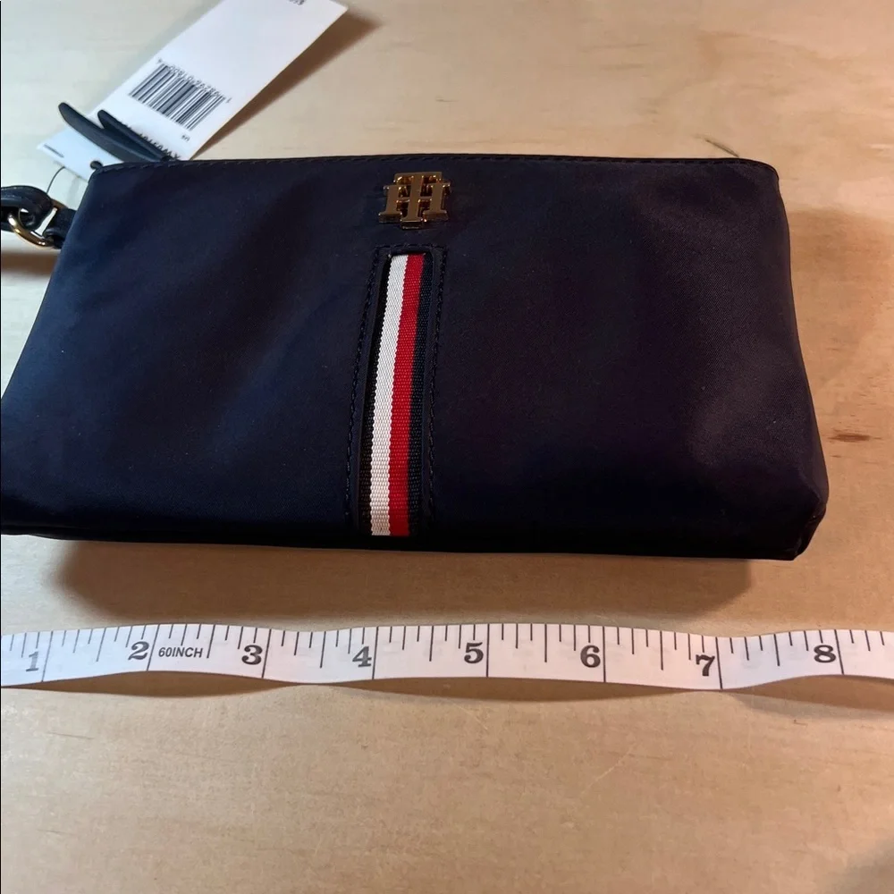 Tommy Hilfiger Navy Clutch Bag with Red and White Stripe NWT